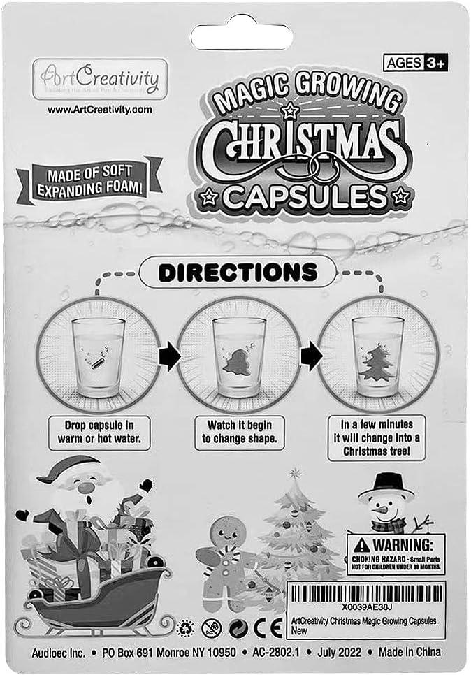 imageArtCreativity Magic Growing Christmas Capsules 2 Packs with 12 Expanding Capsules Each Grow in Water Cute Color Variety Kids Christmas Party Favors Contest Prize or Gift Idea