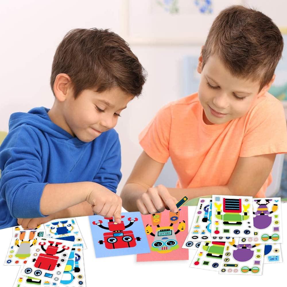 imageArtCreativity Make Your Own Robot Character Sticker Assortment Set of 24 Sheets Unique Arts n Crafts Activity Supplies Kit for Kids Sticker Prize Fun Birthday Party Favor Goodie Bag Filler
