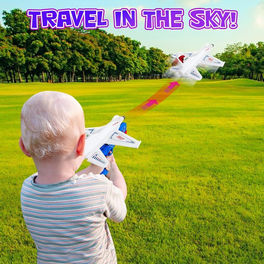 imageArtCreativity Airplane Launcher Toy Set 2 F16 Fighting Jets and 1 Airplane Gun Plane Gun for Kids Toys for High Flying Fun Backyard Outdoor Toys for Kids Ages 3 4 5 6 7 8 9