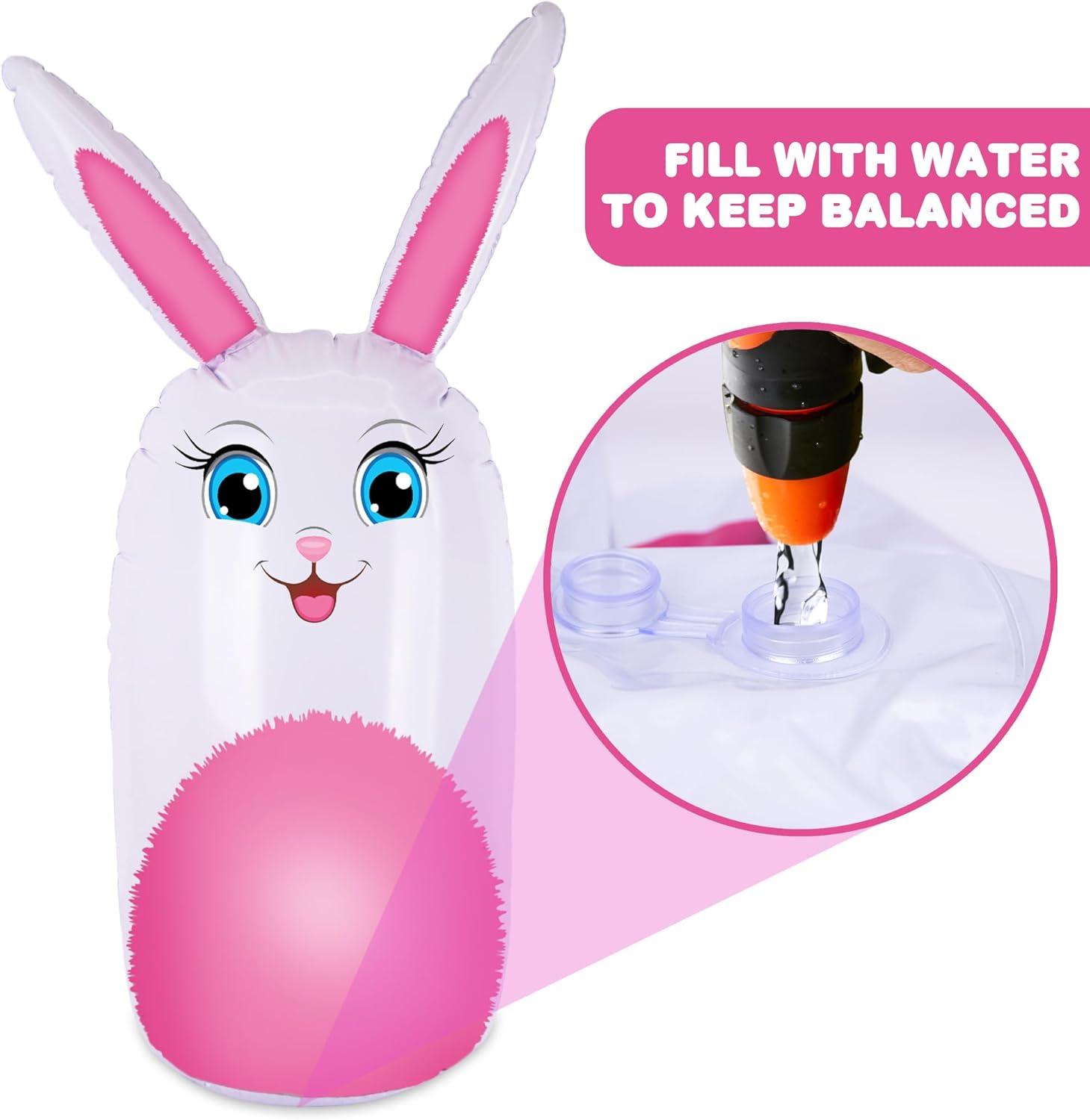 imageArtCreativity Bunny Inflatable Ring Toss Game Carnival Games for Kids with Inflatable Bunny and 6 Rings Weighted Bottom to Keep The Rabbit Upright Family Outdoor Games for Kids and Adults
