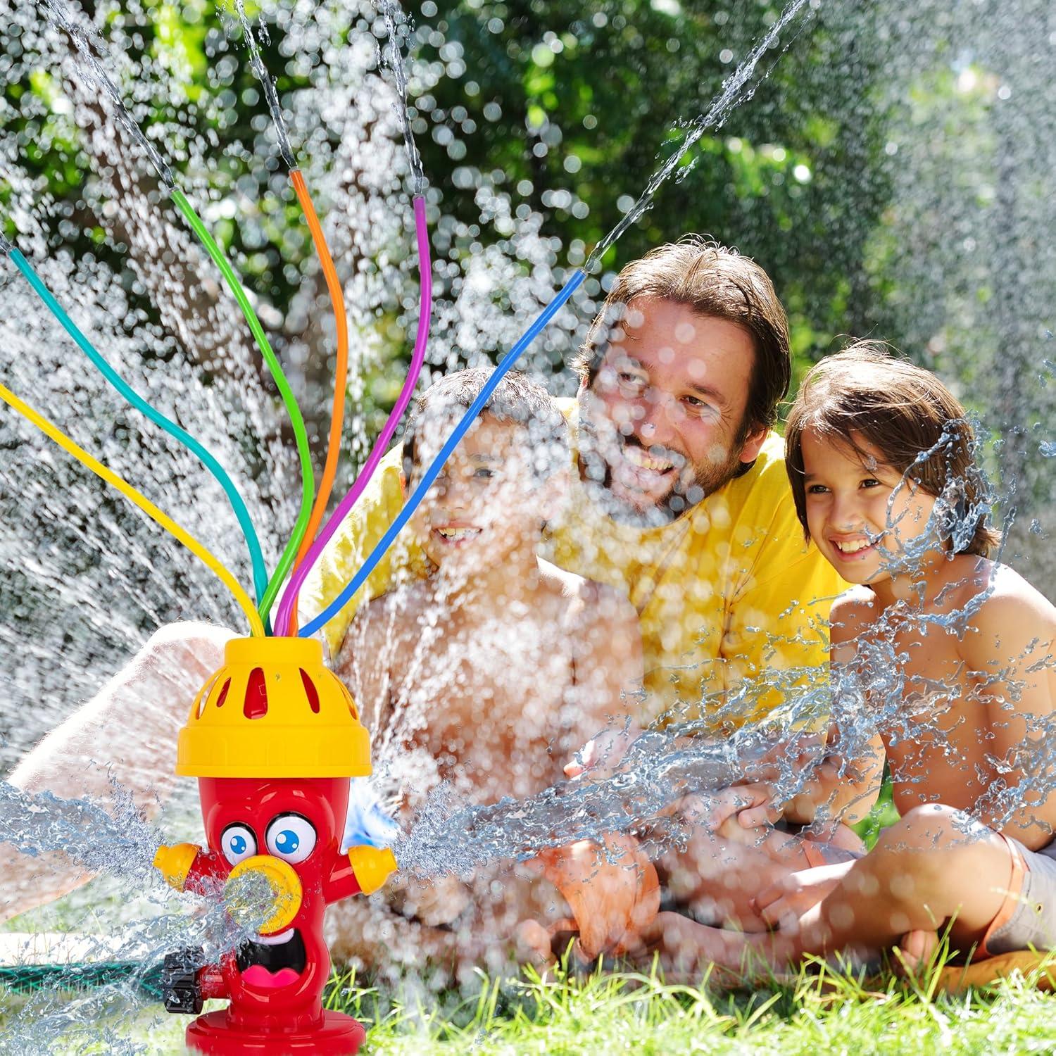 imageArtCreativity Fire Hydrant Sprinkler for Kids Fun Fire Hydrant Water Sprinkler with Silly Face ampamp Foam Tubes Exciting Fire Hydrant Toy for Outdoor Play Blow Up Sprinkler for Kids ampamp Toddlers