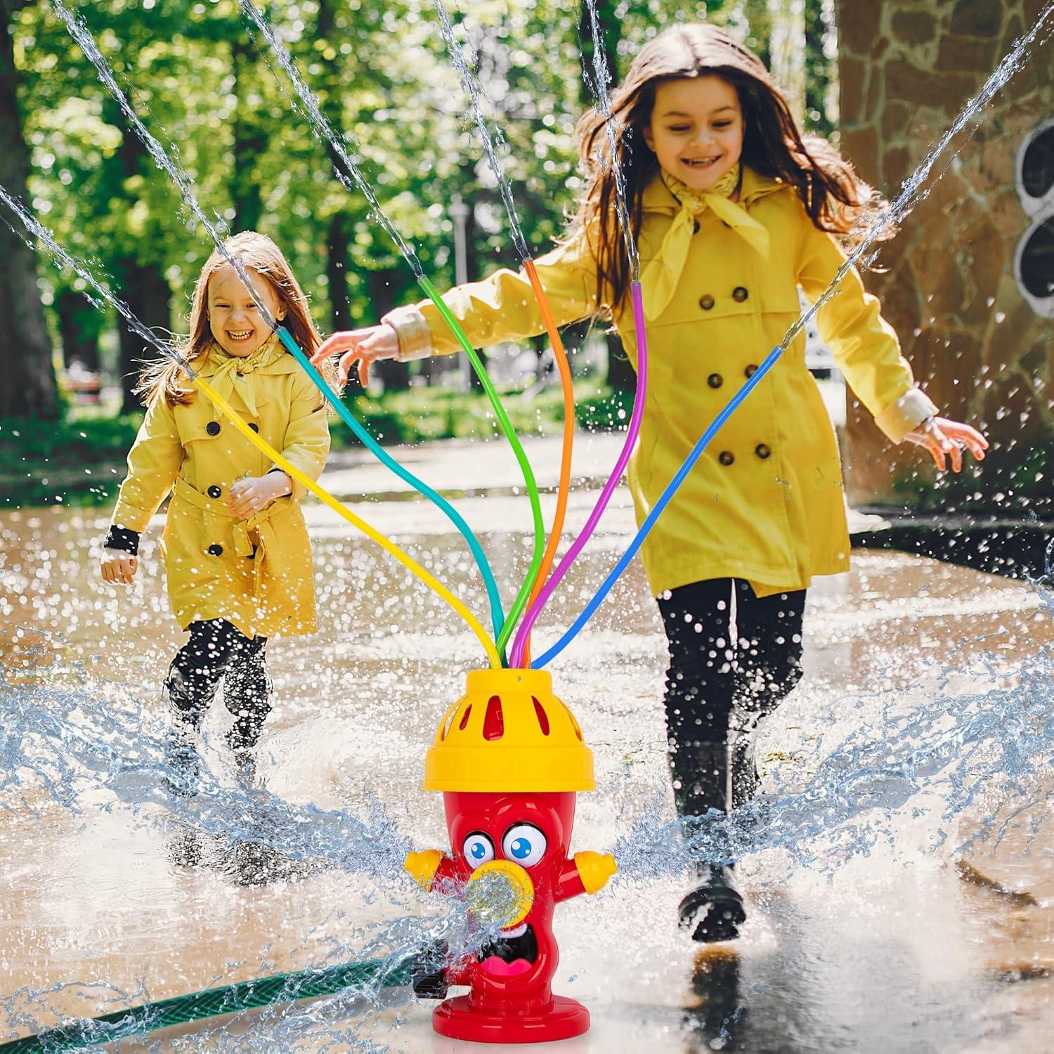 imageArtCreativity Fire Hydrant Sprinkler for Kids Fun Fire Hydrant Water Sprinkler with Silly Face ampamp Foam Tubes Exciting Fire Hydrant Toy for Outdoor Play Blow Up Sprinkler for Kids ampamp Toddlers