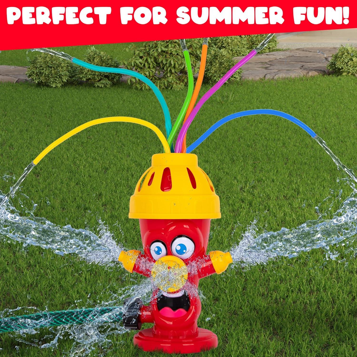 imageArtCreativity Fire Hydrant Sprinkler for Kids Fun Fire Hydrant Water Sprinkler with Silly Face ampamp Foam Tubes Exciting Fire Hydrant Toy for Outdoor Play Blow Up Sprinkler for Kids ampamp Toddlers
