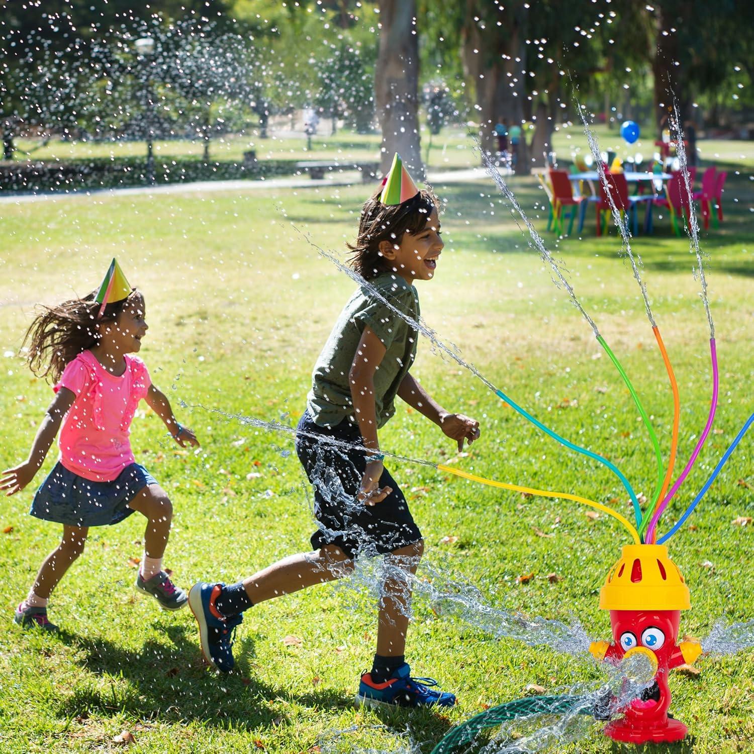 imageArtCreativity Fire Hydrant Sprinkler for Kids Fun Fire Hydrant Water Sprinkler with Silly Face ampamp Foam Tubes Exciting Fire Hydrant Toy for Outdoor Play Blow Up Sprinkler for Kids ampamp Toddlers