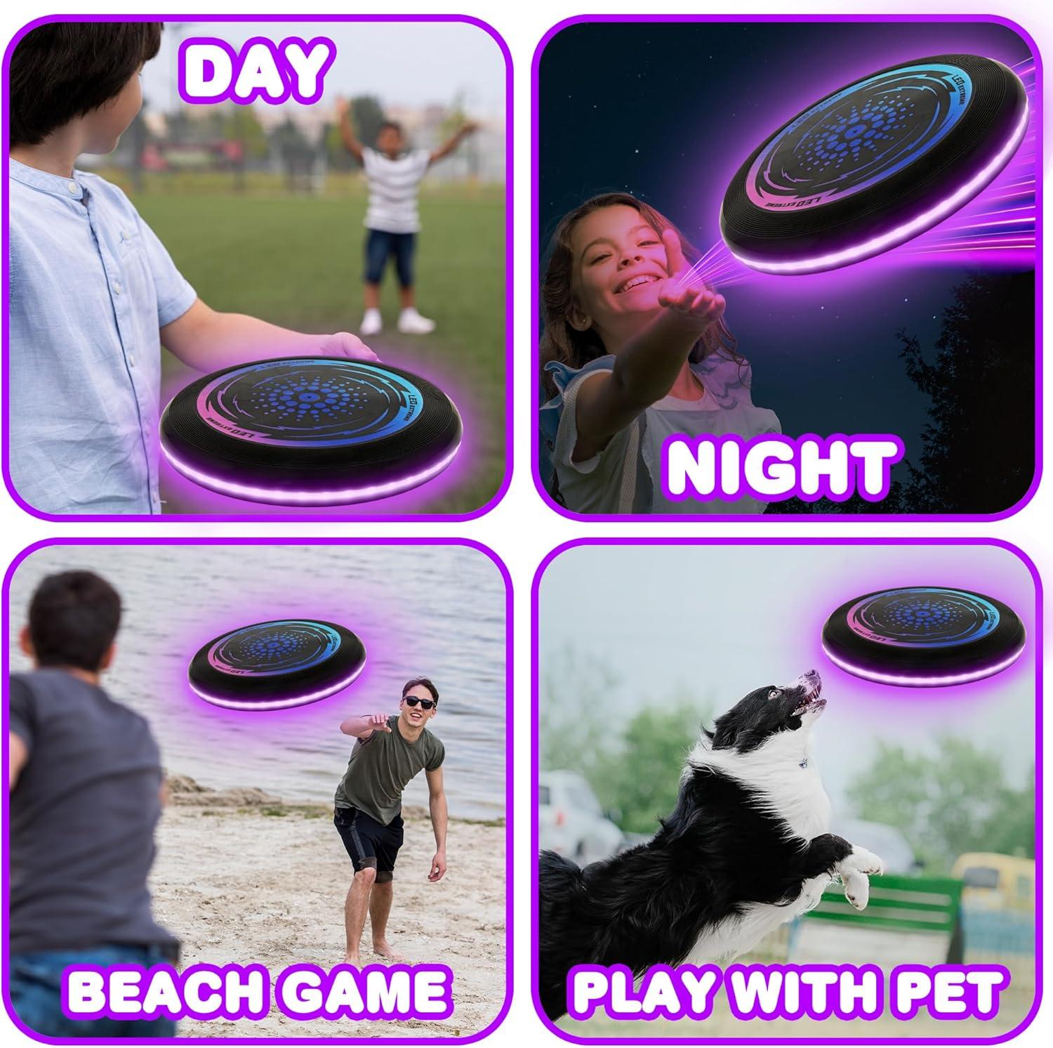 imageArtCreativity LED Light Up Flying Disc 109inch Glow in The Dark Flying Disc for Night Games Durable Outdoor Game for Kids ampamp Adults Yard Beach Camping Fun Gift