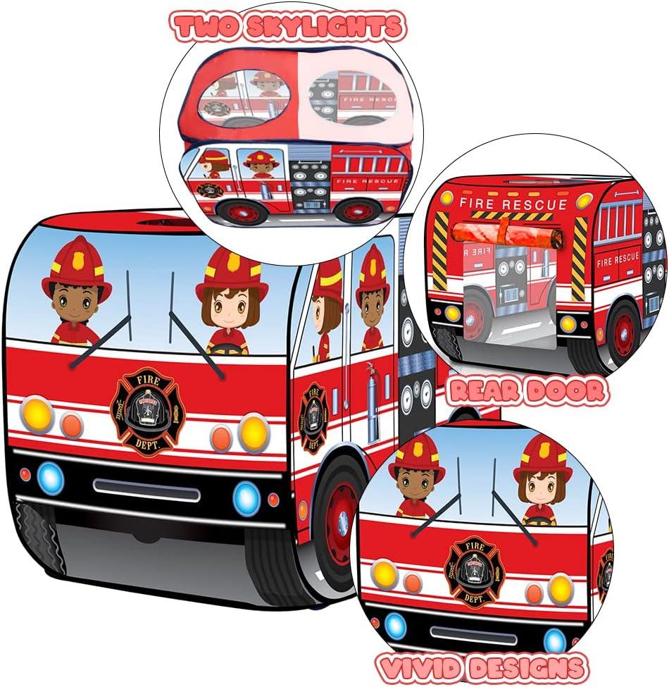 imageArtCreativity Police Car Tent with Carry Bag Pop Up Indoor Truck for Kids Police Officer Outdoor Playhouse FlatFolding Kids Play Tent for Interactive Fun Compact Storage Vehicle ToyFire Truck
