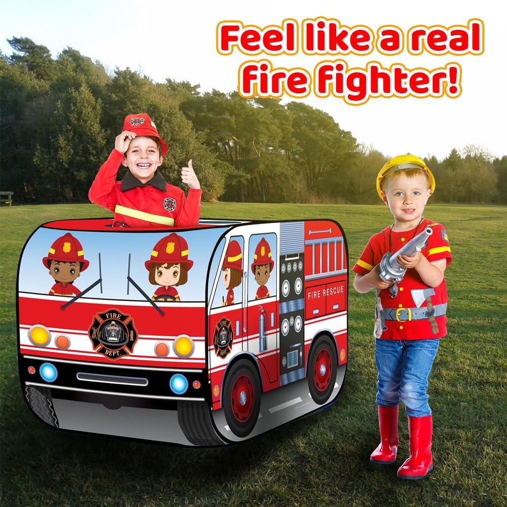 imageArtCreativity Police Car Tent with Carry Bag Pop Up Indoor Truck for Kids Police Officer Outdoor Playhouse FlatFolding Kids Play Tent for Interactive Fun Compact Storage Vehicle ToyFire Truck
