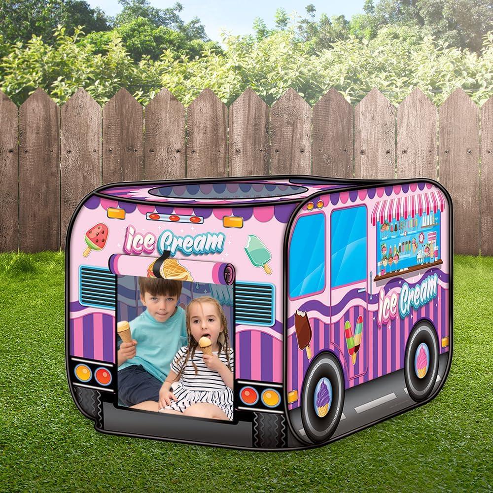 imageArtCreativity Police Car Tent with Carry Bag Pop Up Indoor Truck for Kids Police Officer Outdoor Playhouse FlatFolding Kids Play Tent for Interactive Fun Compact Storage Vehicle ToyIce Cream Truck