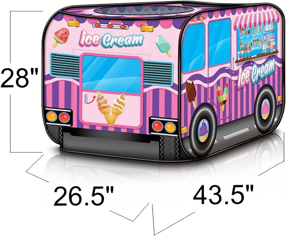 imageArtCreativity Police Car Tent with Carry Bag Pop Up Indoor Truck for Kids Police Officer Outdoor Playhouse FlatFolding Kids Play Tent for Interactive Fun Compact Storage Vehicle ToyIce Cream Truck