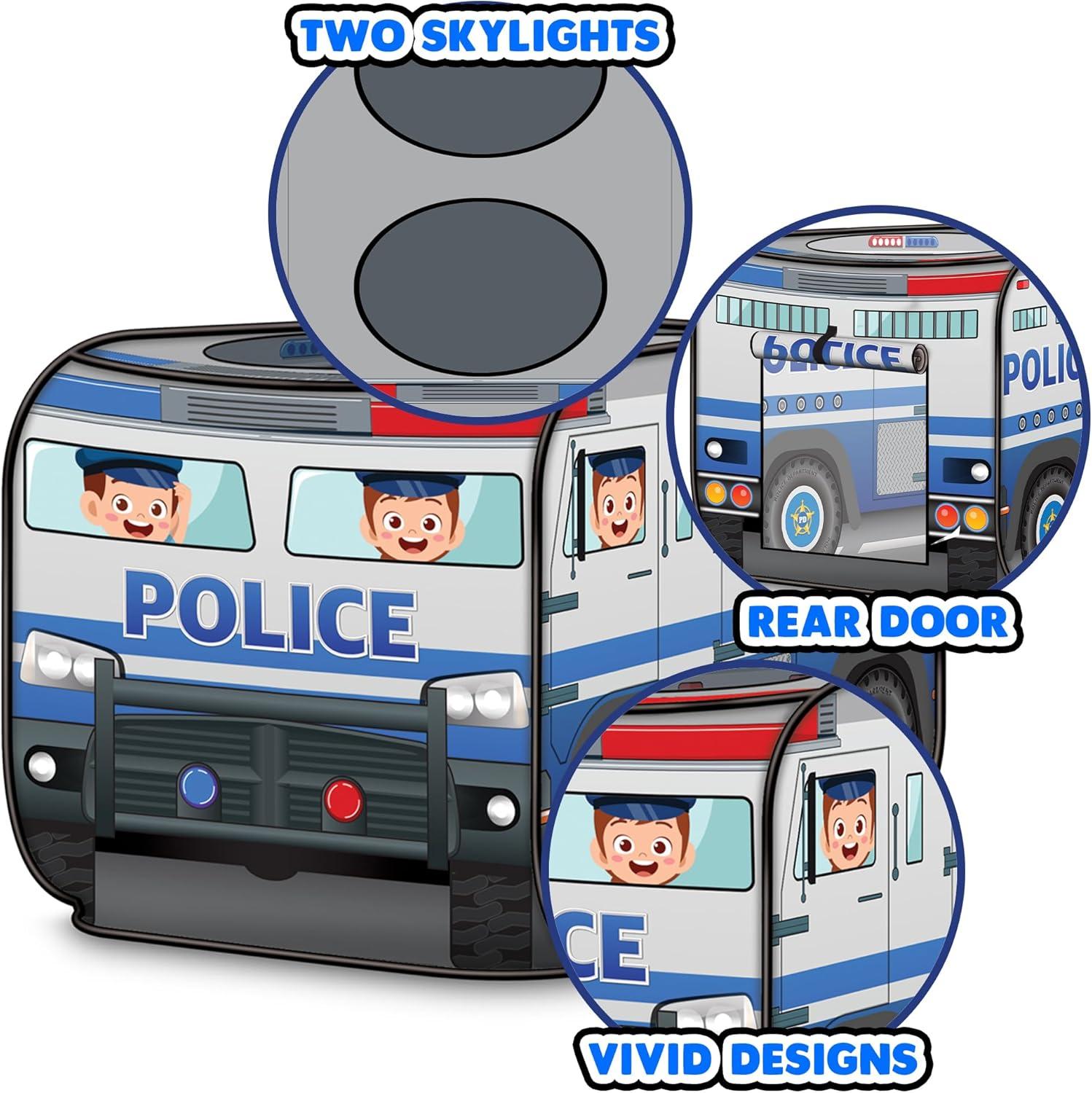 imageArtCreativity Police Car Tent with Carry Bag Pop Up Indoor Truck for Kids Police Officer Outdoor Playhouse FlatFolding Kids Play Tent for Interactive Fun Compact Storage Vehicle ToyPolice Car