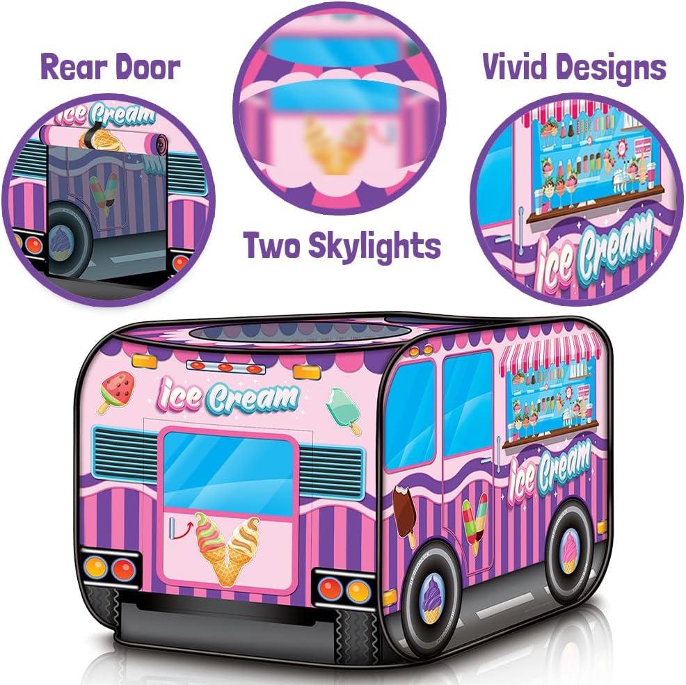 imageArtCreativity Police Car Tent with Carry Bag Pop Up Indoor Truck for Kids Police Officer Outdoor Playhouse FlatFolding Kids Play Tent for Interactive Fun Compact Storage Vehicle ToyIce Cream Truck