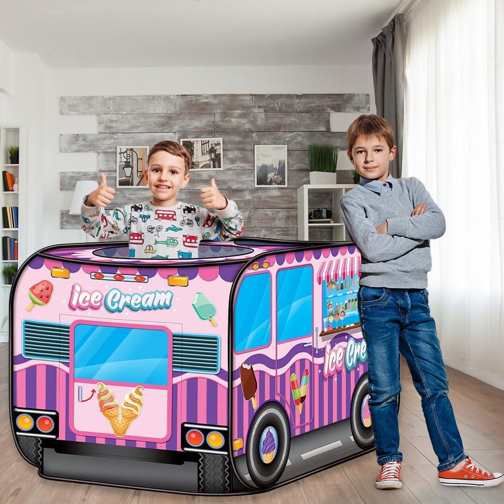 imageArtCreativity Police Car Tent with Carry Bag Pop Up Indoor Truck for Kids Police Officer Outdoor Playhouse FlatFolding Kids Play Tent for Interactive Fun Compact Storage Vehicle ToyIce Cream Truck