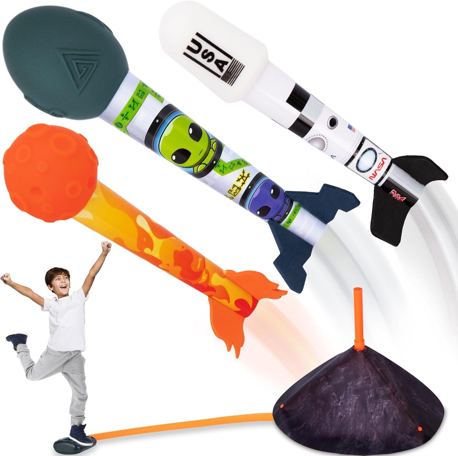 imageArtCreativity Space Rocket Launcher for Kids Includes 3 Foam Rocks Base ampamp Pad Jump Rocket Launchers for Toddlers ampamp Kids Ages 38 Outdoor Toys