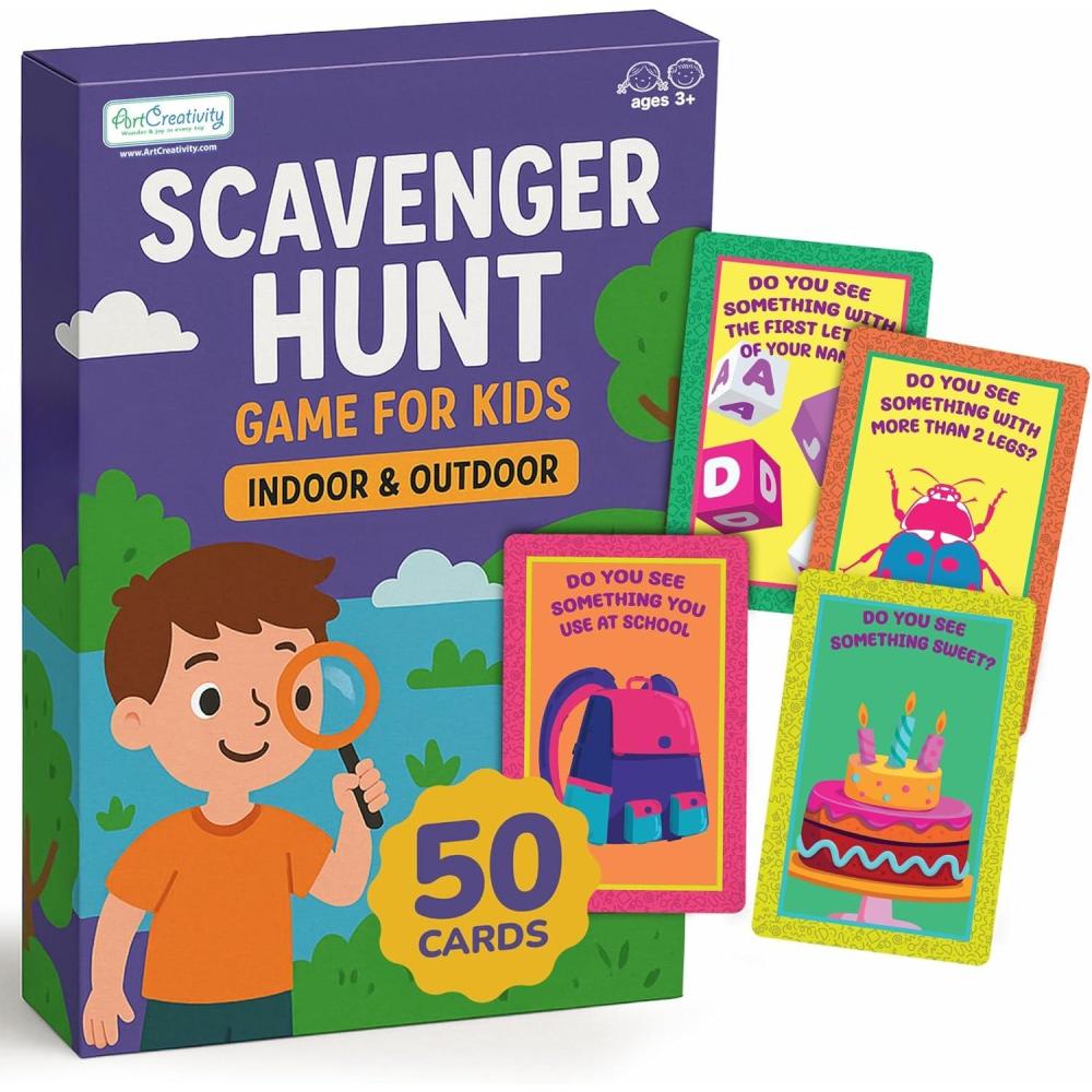 imageArtCreativity Scavenger Hunt Card Game for Kids Indoor ampamp Outdoor Games Family Games Road Trip Game Kid Car Activities Travel Toys Game Learning Toys Educational Gifts for Kids Boys ampamp Girls