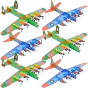 ArtCreativity Giant Bomber Foam Glider Planes for Kids, Set of 6, Gliding Airplane Toys for Kids, Colorful Flying Toys for Boys and Girls, Aviation Party Favors, and Outdoor Toys for Active Play