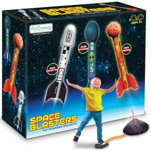 ArtCreativity Space Rocket Launcher for Kids – Includes 3 Foam Rocks, Base & Pad – Jump Rocket Launchers for Toddlers & Kids Ages 3-8 – Outdoor Toys