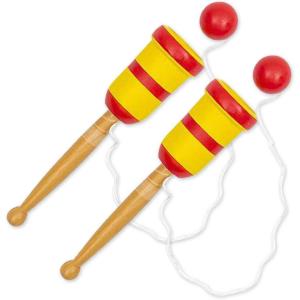 ArtCreativity Wooden Catch Ball Game, Set of 2, Vintage Catch Toys for Kids, Wood Design, Indoor and Outdoor Games for Backyard, Park, and Beach Fun, Best Gift Idea(Small)