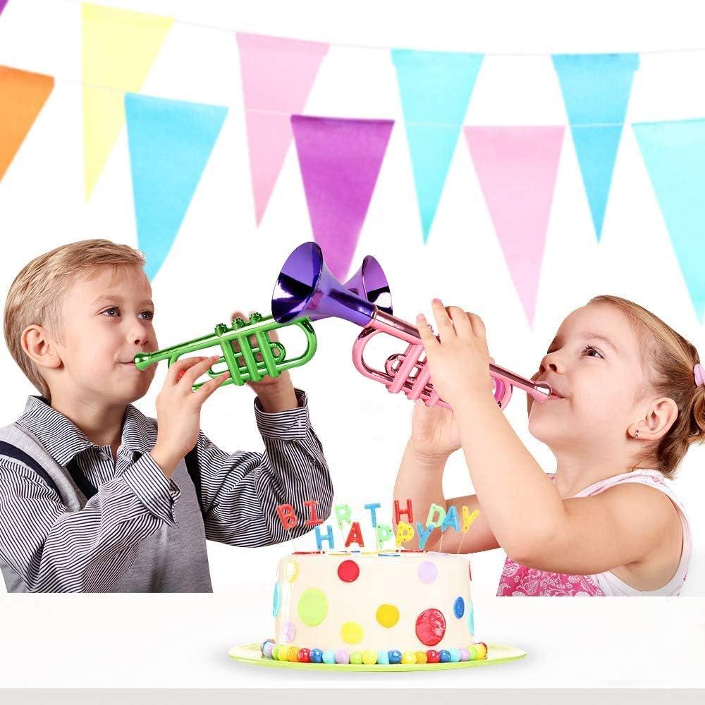 imageArtCreativity 13 Inch Metallic Trumpets Set of 5 Fun Plastic Musical Instruments Noise Makers for Parties and Events Music Toys for Kids Cool Birthday Party Favors for Boys and Girls