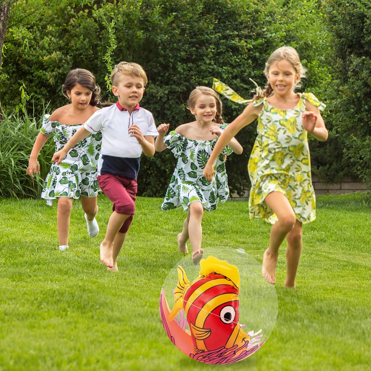 imageArtCreativity 3D Fish Beach Balls for Kids Set of 3 Clear Balls with Colorful Fish Inside Inflatable Swimming Pool Toys and Aquatic Party Decorations Underwater Party Supplies and Favors