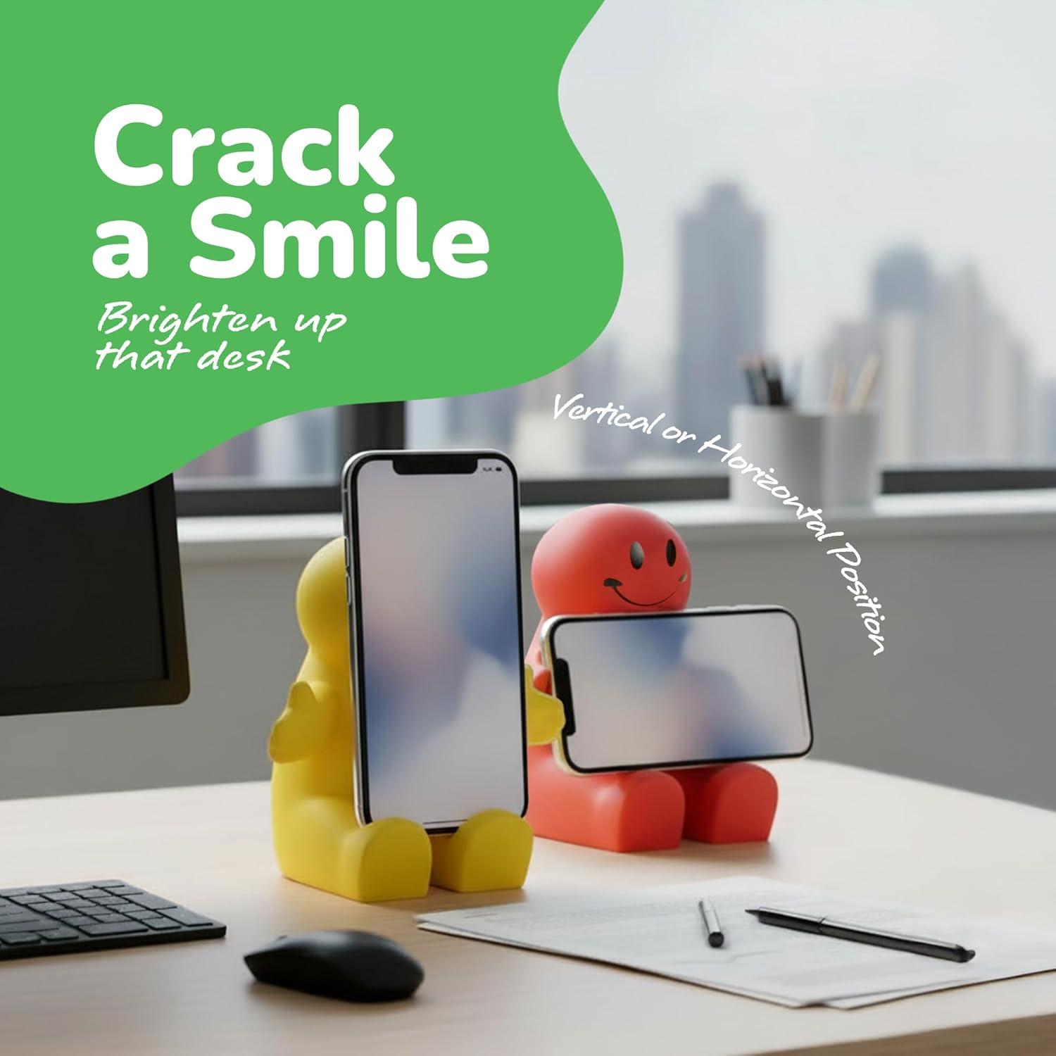 imageArtCreativity 4 Inch Squeezable Smile Phone Holder 3 Pack 2in1 Smartphone Stand Squeeze Stress Relief Fidget Toy for Kids ampamp Adults Desk Decoration Party Favor Office Gift RedBlueYellow