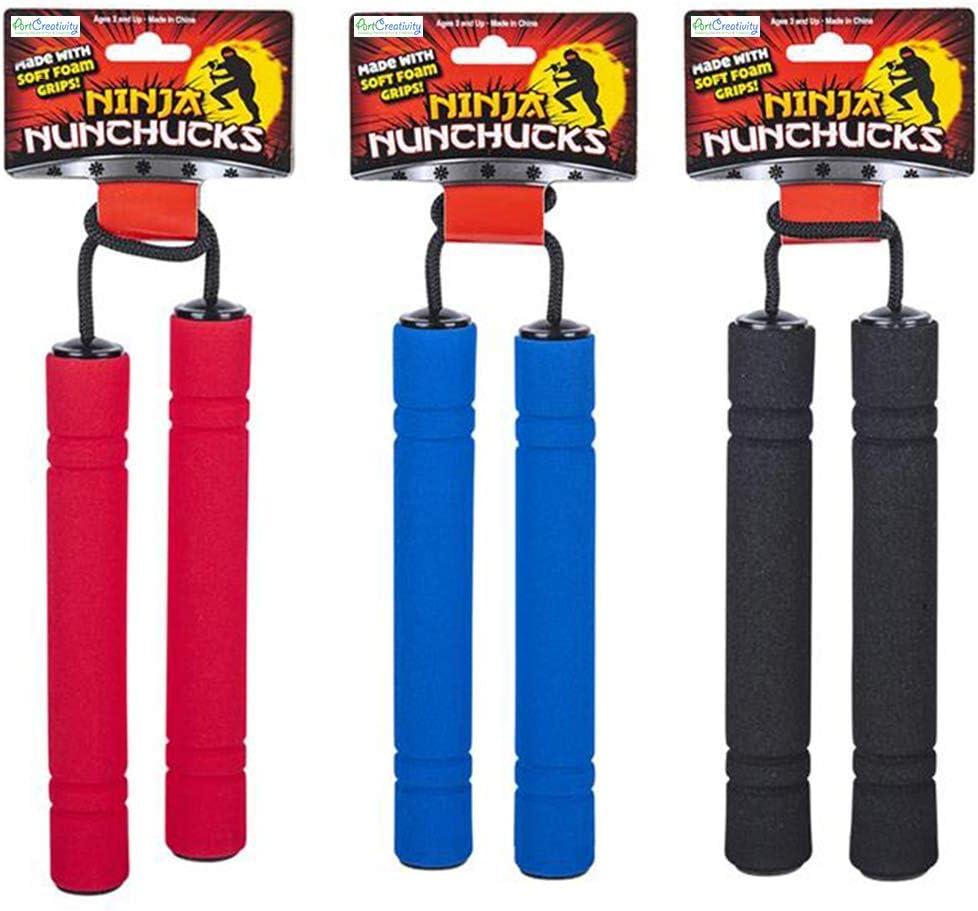 imageArtCreativity Foam Toy Nunchucks for Kids in Assorted Colors Set of 3 Training Nunchucks Toys with Soft Handles Best Gift for Boys and Girls