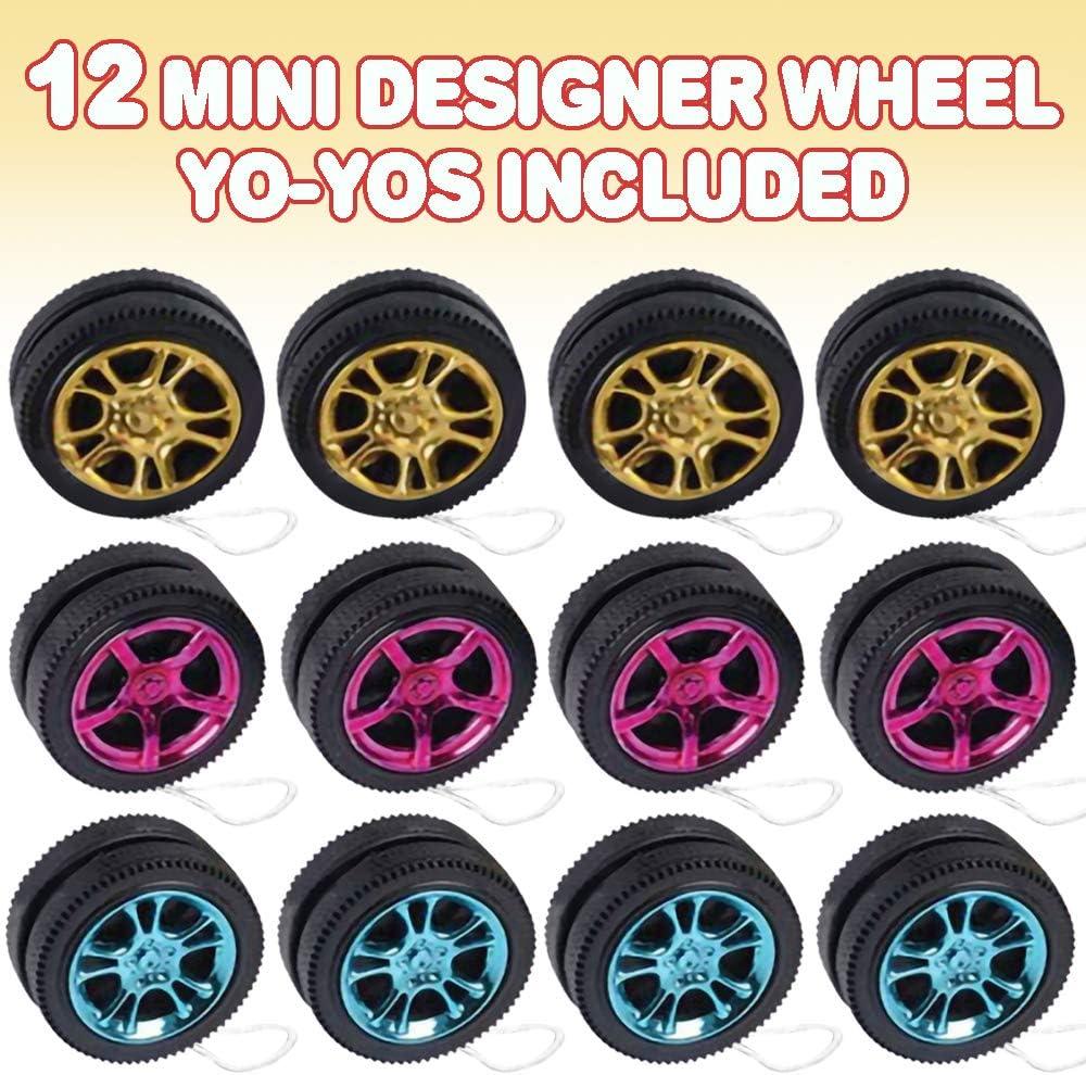 imageArtCreativity Mini Designer Wheel Yoyos for Kids Pack of 12 Plastic YoYo Toys in Assorted Colors Birthday Party Favors Goodie Bag Fillers Holiday Stocking Stuffers Classroom Prizes
