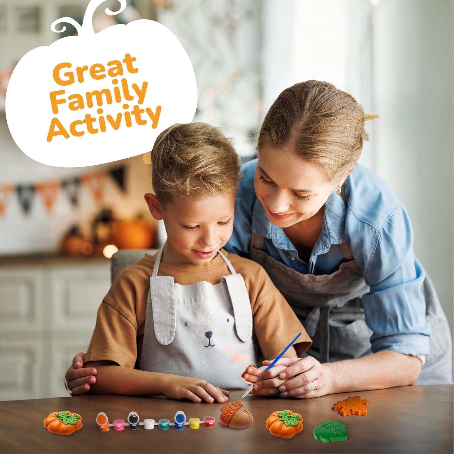 imageArtCreativity Thanksgiving Ceramic Painting Craft 7 Pack Kids Fall Crafts Includes 7 Ceramic Figures 8 Paint Set 2 Brushes 7 Adhesive Magnet DIY Thanksgiving Paint Activity for Toddlers 38