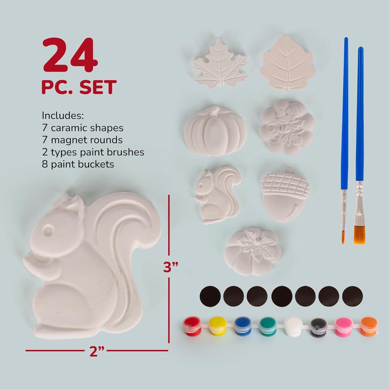 imageArtCreativity Thanksgiving Ceramic Painting Craft 7 Pack Kids Fall Crafts Includes 7 Ceramic Figures 8 Paint Set 2 Brushes 7 Adhesive Magnet DIY Thanksgiving Paint Activity for Toddlers 38