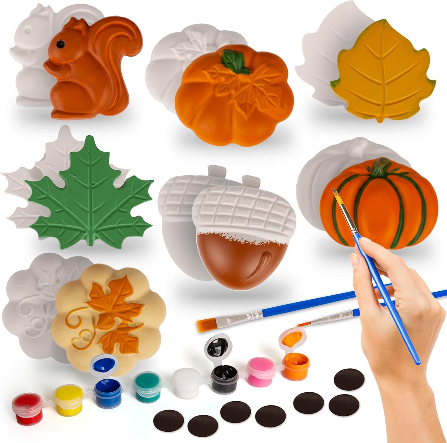 imageArtCreativity Thanksgiving Ceramic Painting Craft 7 Pack Kids Fall Crafts Includes 7 Ceramic Figures 8 Paint Set 2 Brushes 7 Adhesive Magnet DIY Thanksgiving Paint Activity for Toddlers 38