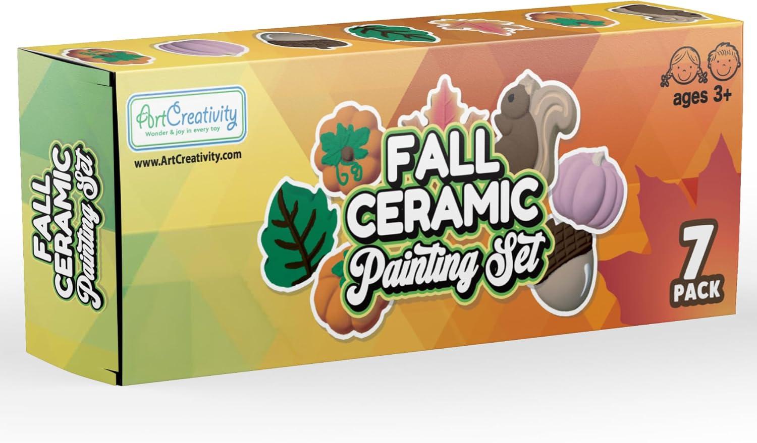 imageArtCreativity Thanksgiving Ceramic Painting Craft 7 Pack Kids Fall Crafts Includes 7 Ceramic Figures 8 Paint Set 2 Brushes 7 Adhesive Magnet DIY Thanksgiving Paint Activity for Toddlers 38
