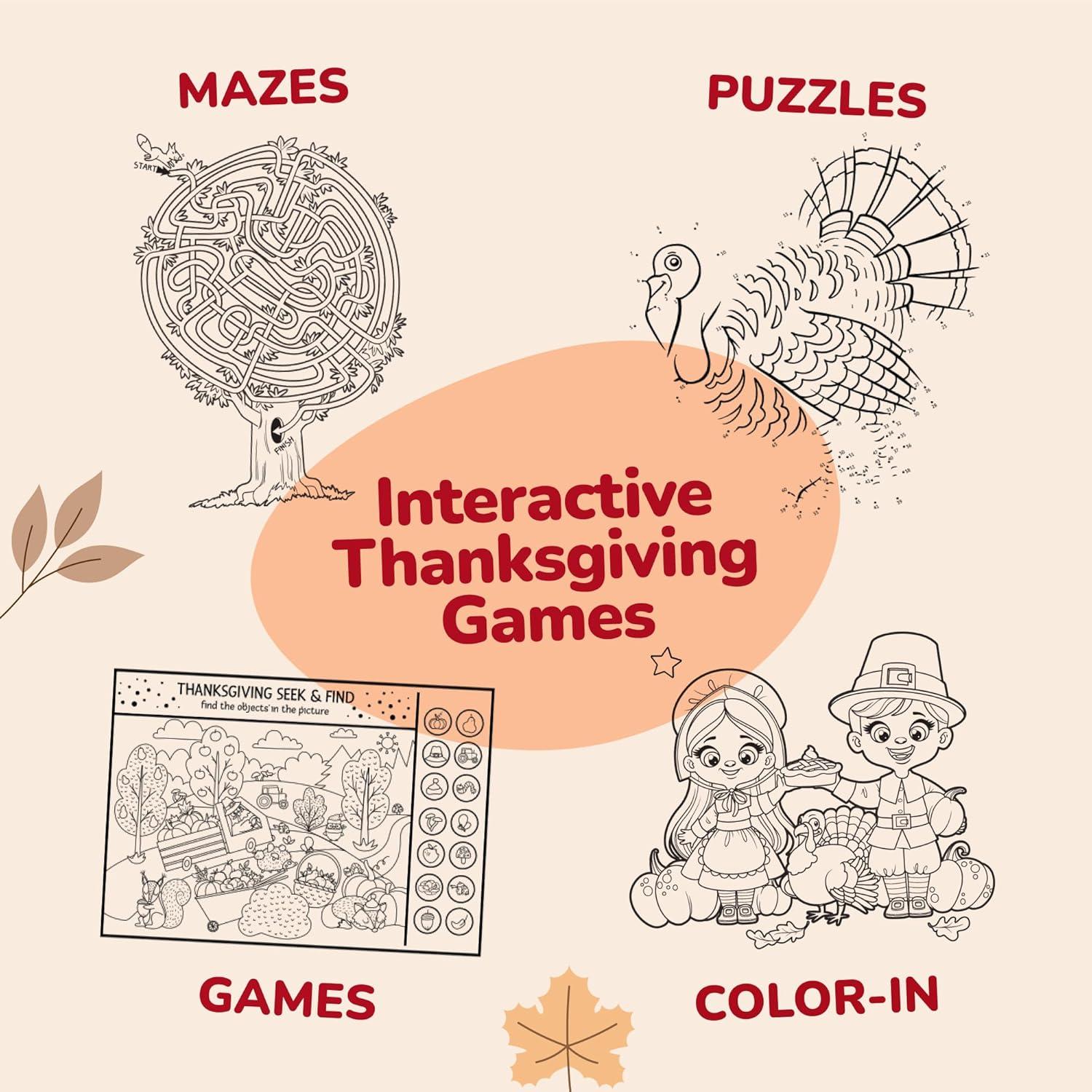 imageArtCreativity Thanksgiving Coloring Table Cloth for Kids with 12 Washable Markers  Large 53 x 875 Inch Coloring Tablecloth  Thanksgiving Drawing Tablecloth with Plastic Film Base for Durability