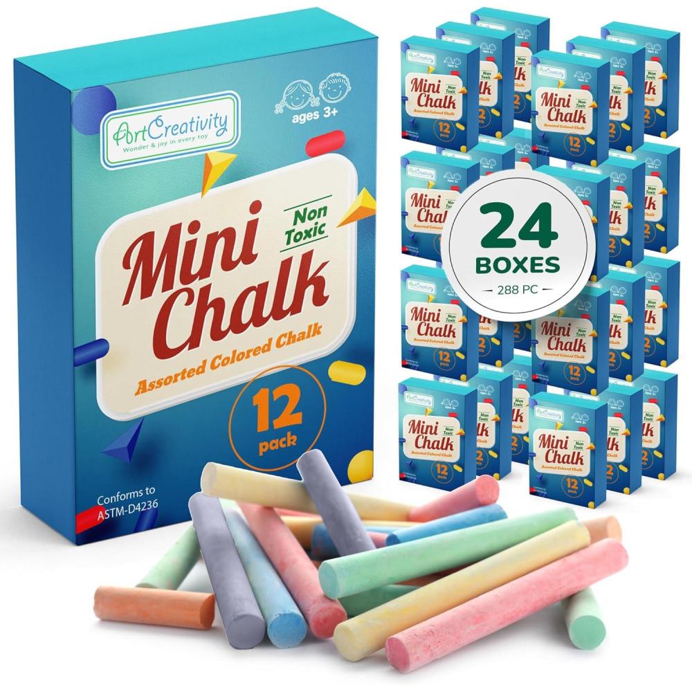 imageArtCreativity 288 Count Mini Chalk Sets for Kids 24 Boxes NonToxic Summer Art and Craft Supplies  Small Individual Chalk Packs in Bulk for Classroom Gifts School Supplies and Summer Party Favors24 Boxes