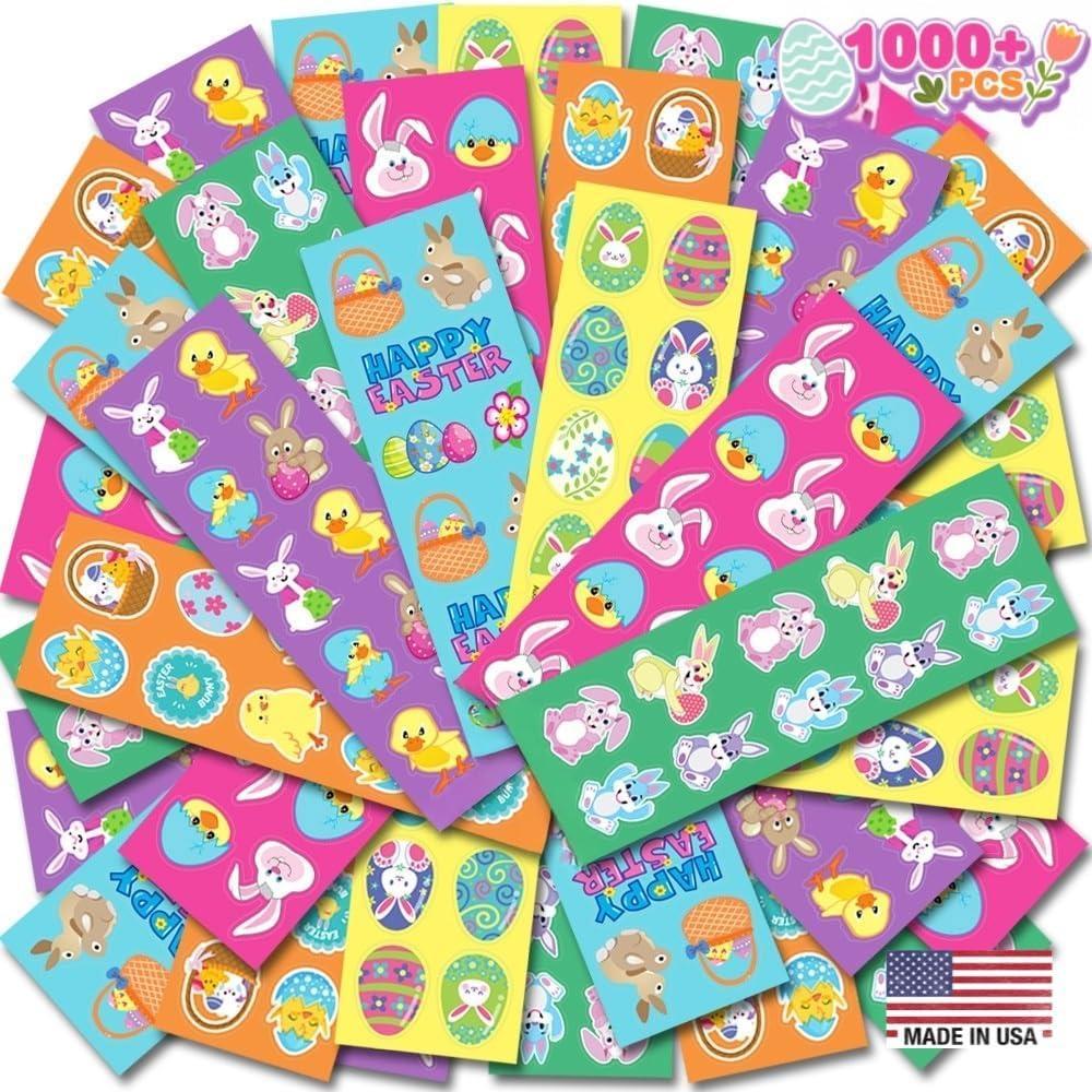 imageArtCreativity Assorted Easter Stickers for Kids  100 Sheets with Over 1000 Stickers  Made in USA Assorted Vibrant Colors and Designs Easter Basket Essentials Party Favors for Boys and Girls