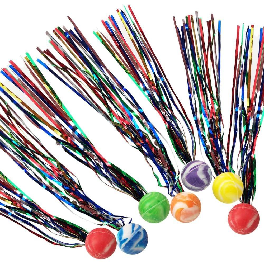 imageArtCreativity Comet Balls Bulk Set of 20 Bouncy Super Balls with Colorful Streamers Birthday Party Favors for Kids Goodie Bag Fillers Fun Assorted Colors