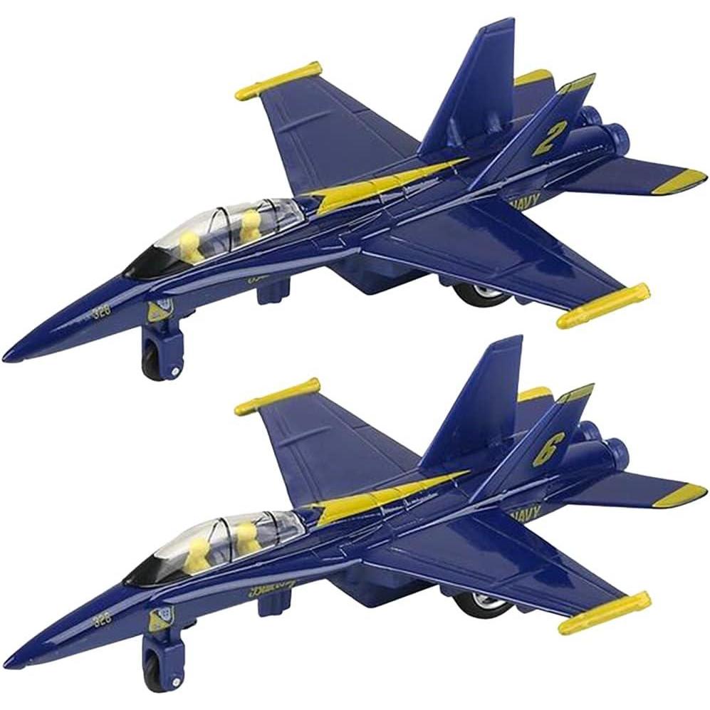 imageArtCreativity Diecast F18 Blue Angel Jets with Pullback Mechanism 2 pcs 675 inches Diecast Metal Jet Plane Fighter Toys for Boys Air Force Military Cake Decorations Aviation Party Favors