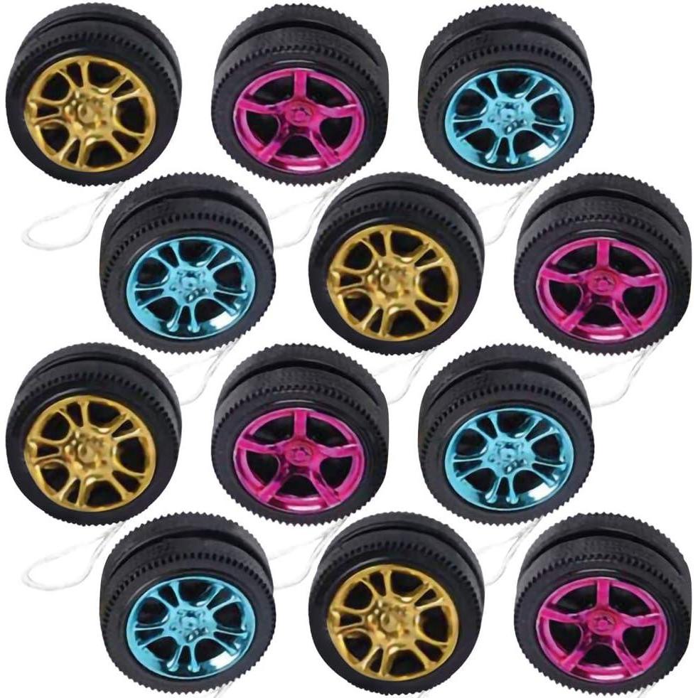 imageArtCreativity Mini Designer Wheel Yoyos for Kids Pack of 12 Plastic YoYo Toys in Assorted Colors Birthday Party Favors Goodie Bag Fillers Holiday Stocking Stuffers Classroom Prizes