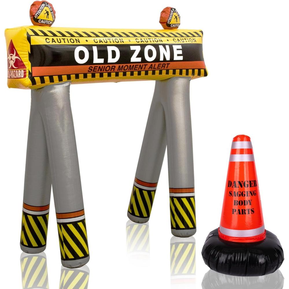 imageArtCreativity Old Zone Inflatable Barricade  Cone for Over The Hill Party Decorations 40th 50th 60th Birthday Decorations 100 Days of School Costume Accessories
