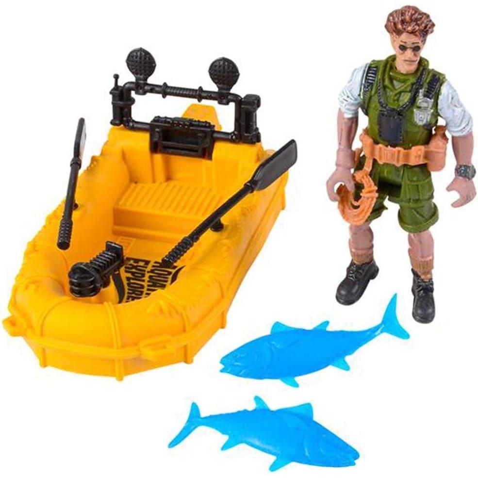 imageArtCreativity Small Aquatic Play Set for Kids Cool Playset with Action Figure Floating Boat and 2 Fish Fun Bathtub Toys for Kids Great Birthday Gift for Children
