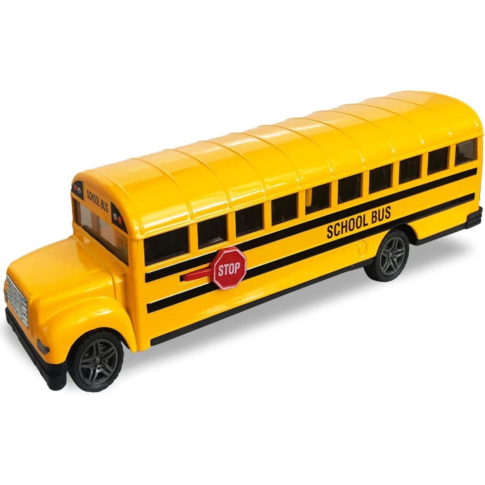 imageArtCreativity Yellow School Bus Toy for Kids 85 Inch Pull Back Car with Cool Opening Doors and Rubber Tires Durable Diecast School Bus Best Birthday Gift for Boys and Girls