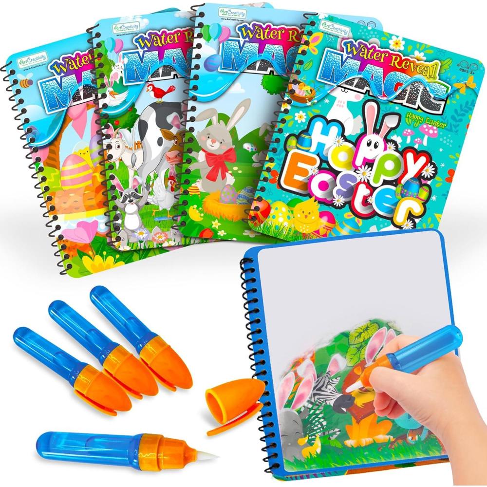 imageEaster Basket Stuffers for Toddlers 4 Pack Easter Water Coloring Books for Kids Easter Basket Essentials Easter Activities Kids Easter Basket Stuffers Easter Toys Easter Basket Ideas Gifts