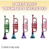 ArtCreativity 13 Inch Metallic Trumpets, Set of 5, Fun Plastic Musical Instruments Noise Makers for Parties and Events, Music Toys for Kids, Cool Birthday Party Favors for Boys and Girls