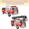 ArtCreativity 5.5 Inch Fire Truck Toys – Set of 2 – Pull Back Firetruck Toys 3-5 Years Old Boys and Girls – Includes Metal Ladder Truck and Fire Engine – Best Birthday Gift for Toddlers and Kids