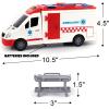 ArtCreativity Ambulance Toy Truck for Kids, Lights & Siren, Friction-Powered 1/16 Scale Rescue Toy Ambulance, Emergency Vehicle Ambulance Toys for Kids 3-8 with Removable Stretcher, Doors Open