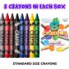 ArtCreativity Bulk Crayon Packs, 24 Sets of 8 Packs of Crayons (192 count), Classroom Crayons for Students, Non-Toxic Crayon Party Favors for Kids, Arts & Crafts Supplies 3+(8 Count (Pack of 24))
