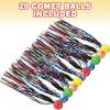 ArtCreativity Comet Balls, Bulk Set of 20, Bouncy Super Balls with Colorful Streamers, Birthday Party Favors for Kids, Goodie Bag Fillers, Fun Assorted Colors