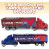ArtCreativity Semi Truck Toys for Boys, Set of 2, Pull Back Truck Toys for Kids in Red & Blue, Trailer Trucks for Hours of Pretend Play, Unique Toy Car Party Decorations and Boys’ Room Decor
