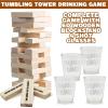 ArtCreativity Tumbling Tower Drinking Games for Adults, with 4 Glasses and 60 Wooden Blocks with Challenges, Fun House Adult Party Games for Game Night, Great Gift Idea for Everyone