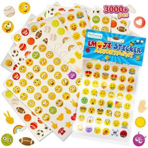 ArtCreativity 3000+ Emoticon Stickers for Kids, Includes 12 Packs with 72 Sticker Sheets, Emoticon Sticker Set for Teacher Classroom Rewards, Art Supplies, Kids Party Favors, Goodie Bag Fillers