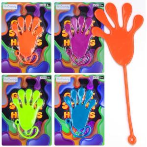 ArtCreativity Giant Sticky Hands for Kids, 4 Pack of 12-Inch Big Sticky Slappy Hand in 4 Colors, Stretch Up to 5 Feet Large Slap Hands, Squishy Fidget Toys Set Party Favors