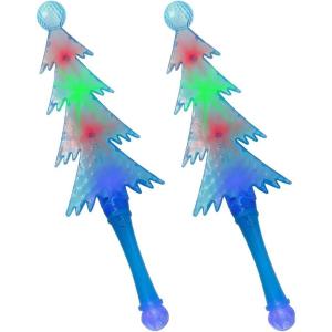 ArtCreativity Light Up Christmas Tree Wand for Kids, 2 Pack Magic Wand Christmas Tree Light Flashing LEDs, Batteries Included, Fun Christmas Tree Toy and Stocking Stuffer for Boys and Girls